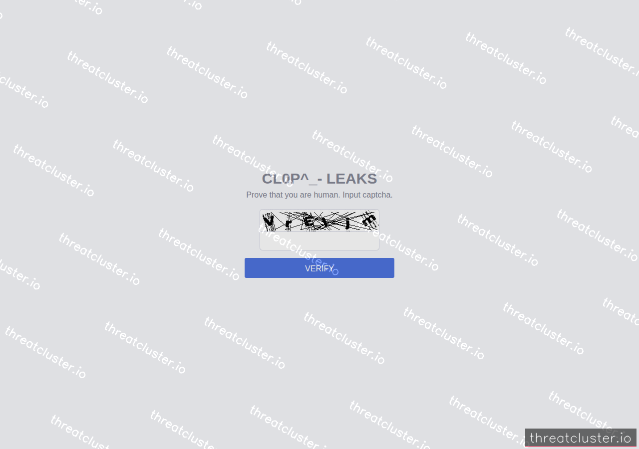 Leak site of clop, captured by ThreatCluster