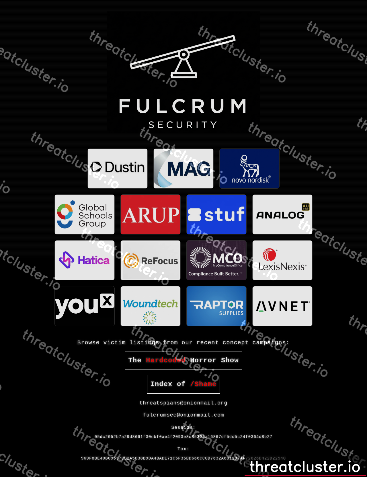 Leak site of fulcrumsec, captured by ThreatCluster
