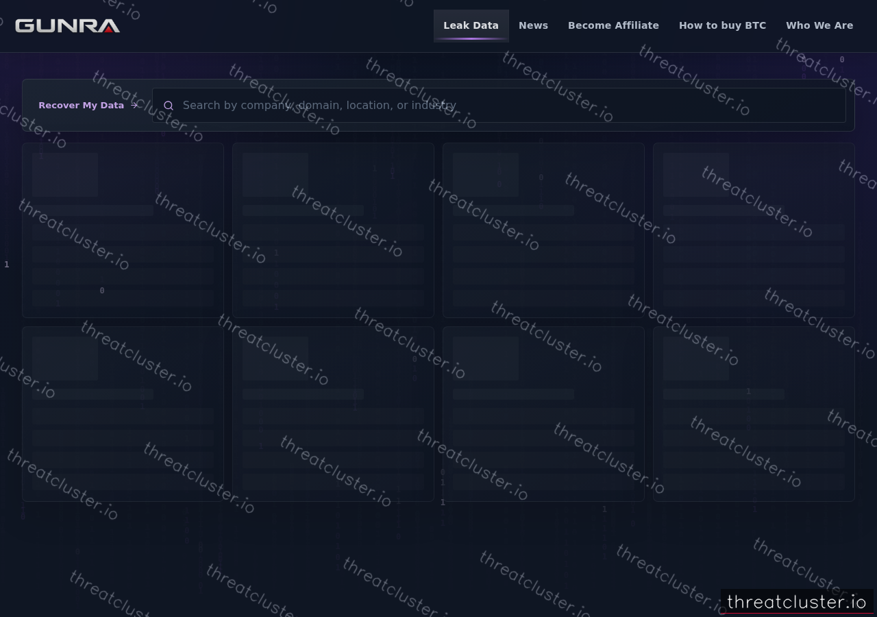 Leak site of gunra, captured by ThreatCluster