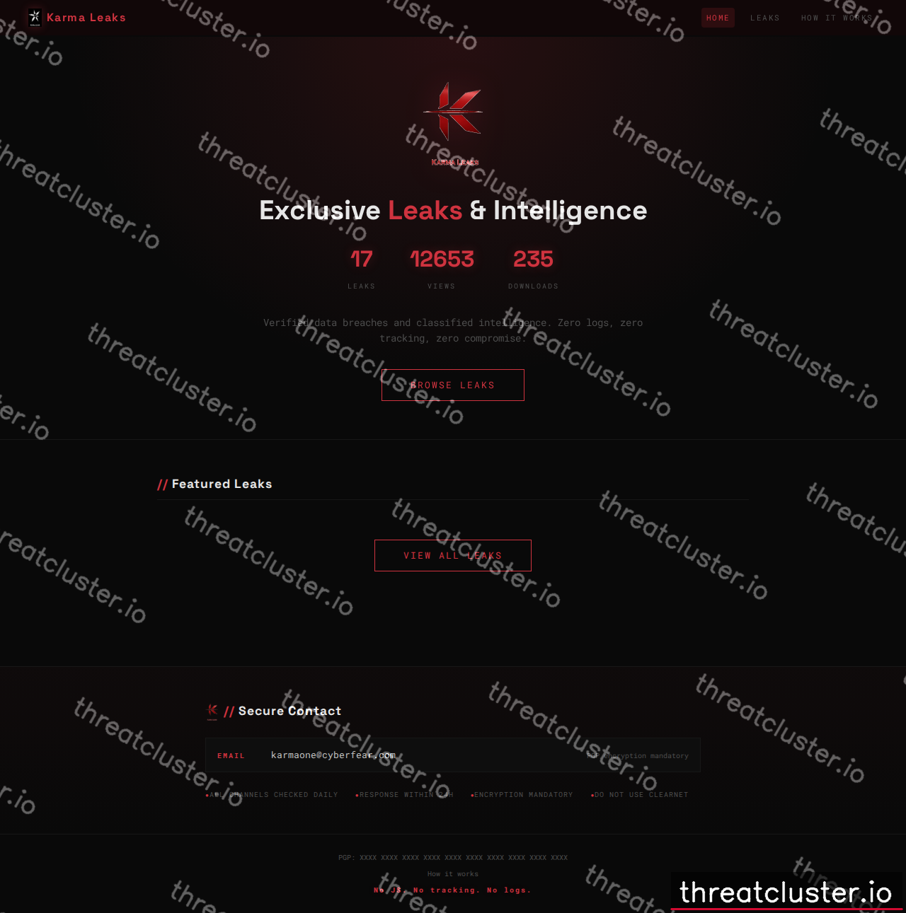 Leak site of karma, captured by ThreatCluster