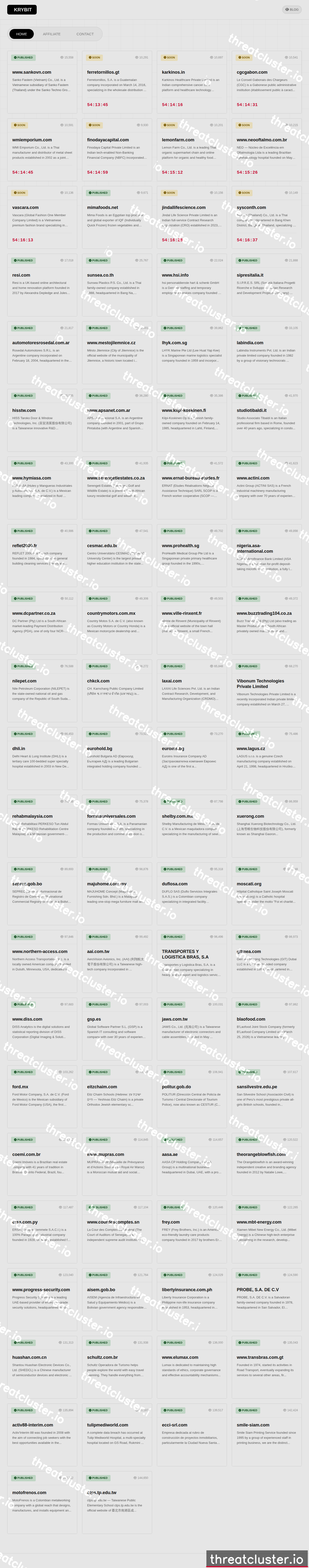 Leak site of krybit, captured by ThreatCluster