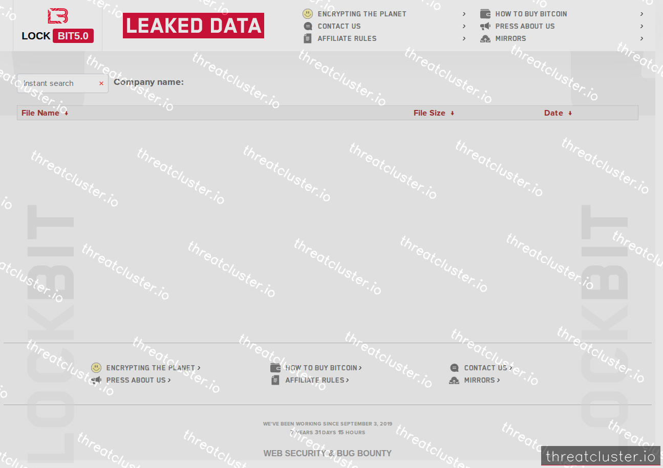Leak site of lockbit5, captured by ThreatCluster