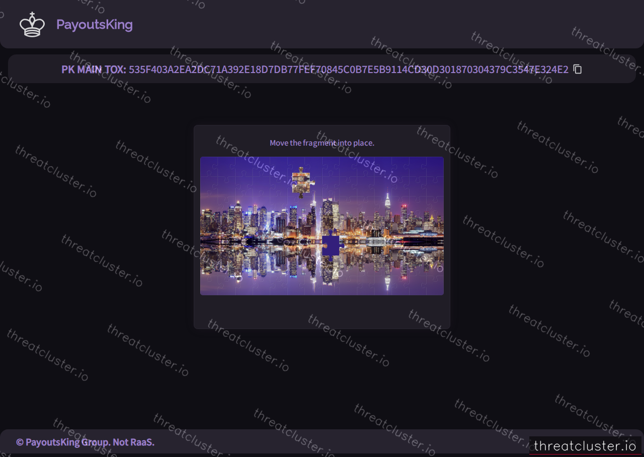 Leak site of payoutsking, captured by ThreatCluster
