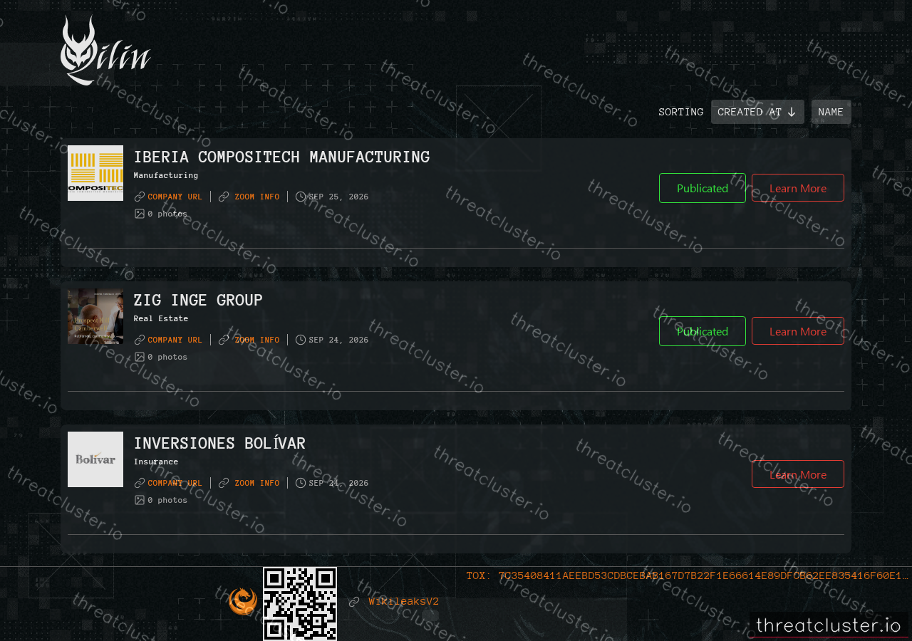 Leak site of qilin, captured by ThreatCluster