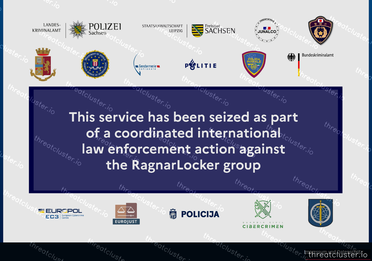 Leak site of ragnarlocker, captured by ThreatCluster
