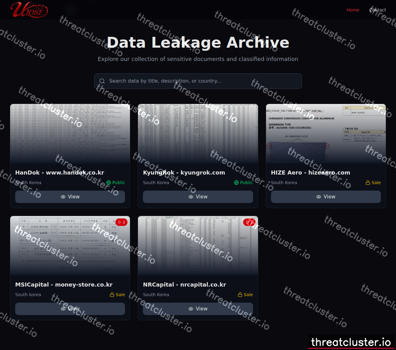 Leak site of ulose, captured by ThreatCluster