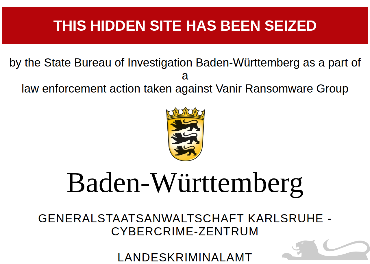 Leak site of vanirgroup, captured by ThreatCluster