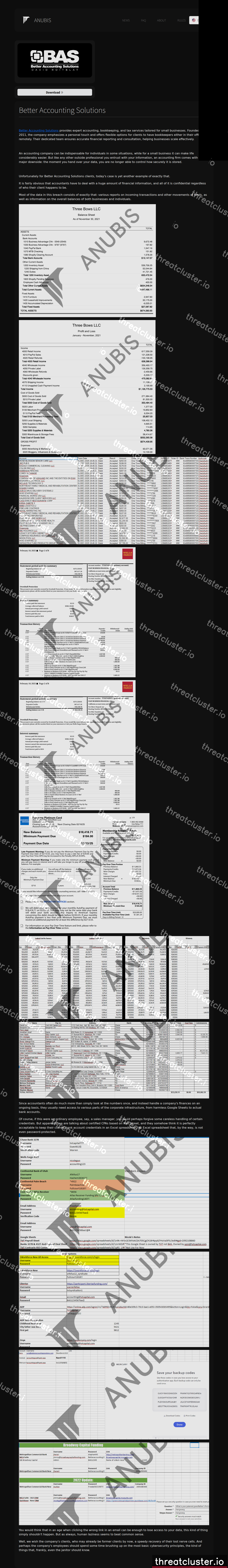 Leak-site post naming Better Accounting Solutions, captured by ThreatCluster