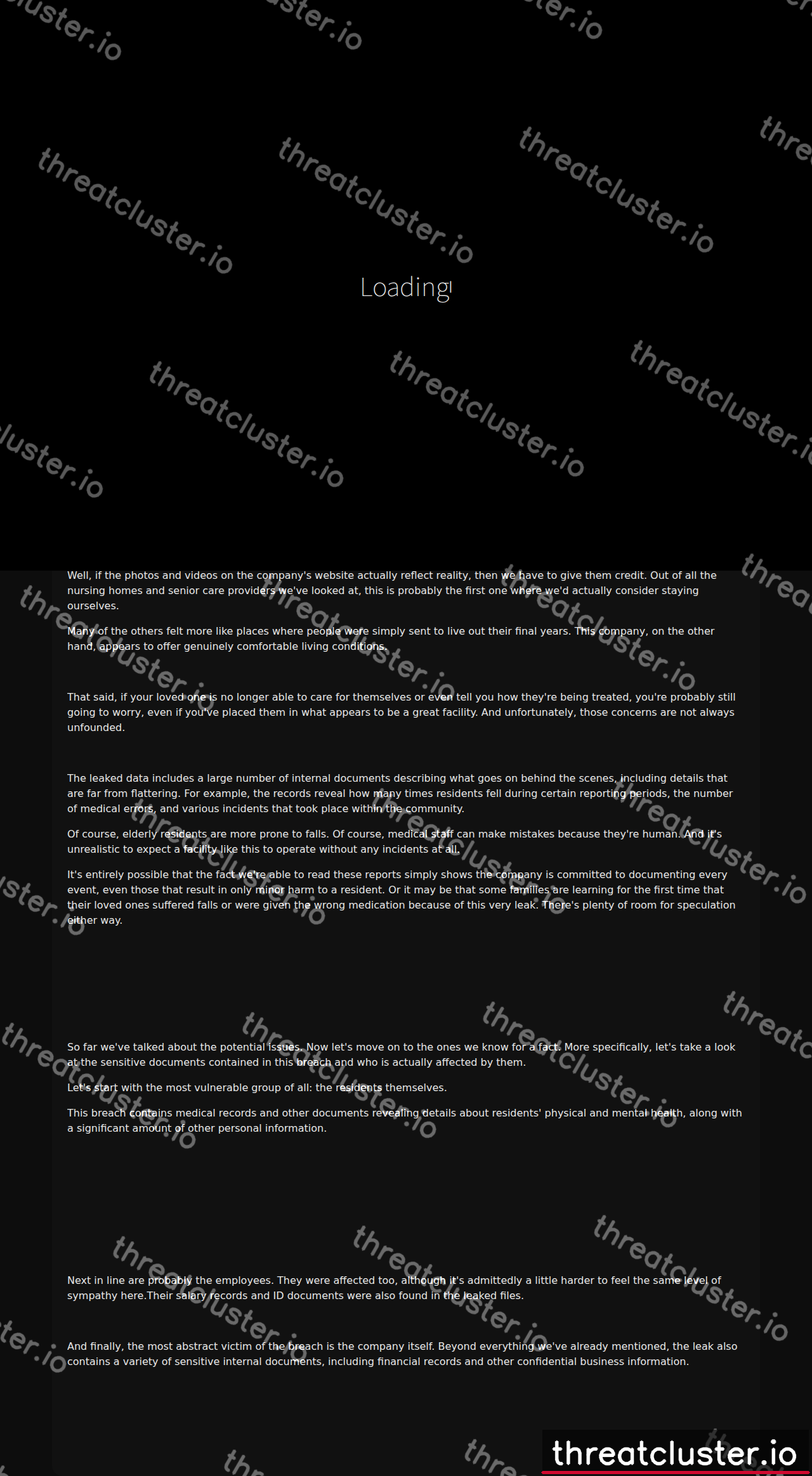 Leak-site post naming Eagle Crest Communities, captured by ThreatCluster