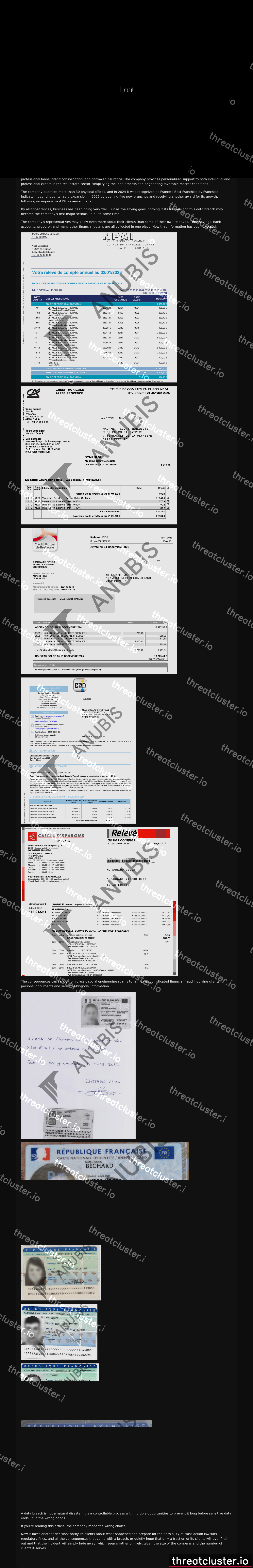 Leak-site post naming Prelys Courtage, captured by ThreatCluster