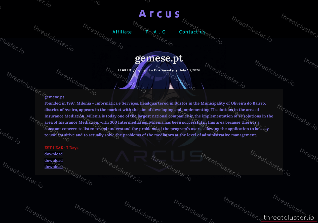 Leak-site post naming gemese.pt, captured by ThreatCluster