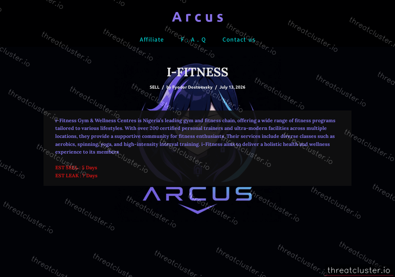 Leak-site post naming I-FITNESS, captured by ThreatCluster