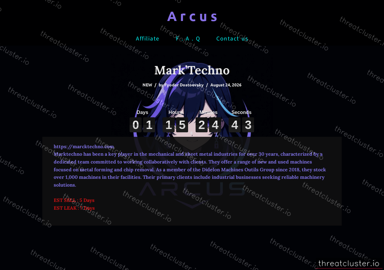 Leak-site post naming Mark’Techno, captured by ThreatCluster