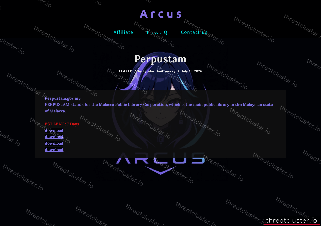 Leak-site post naming Perpustam, captured by ThreatCluster
