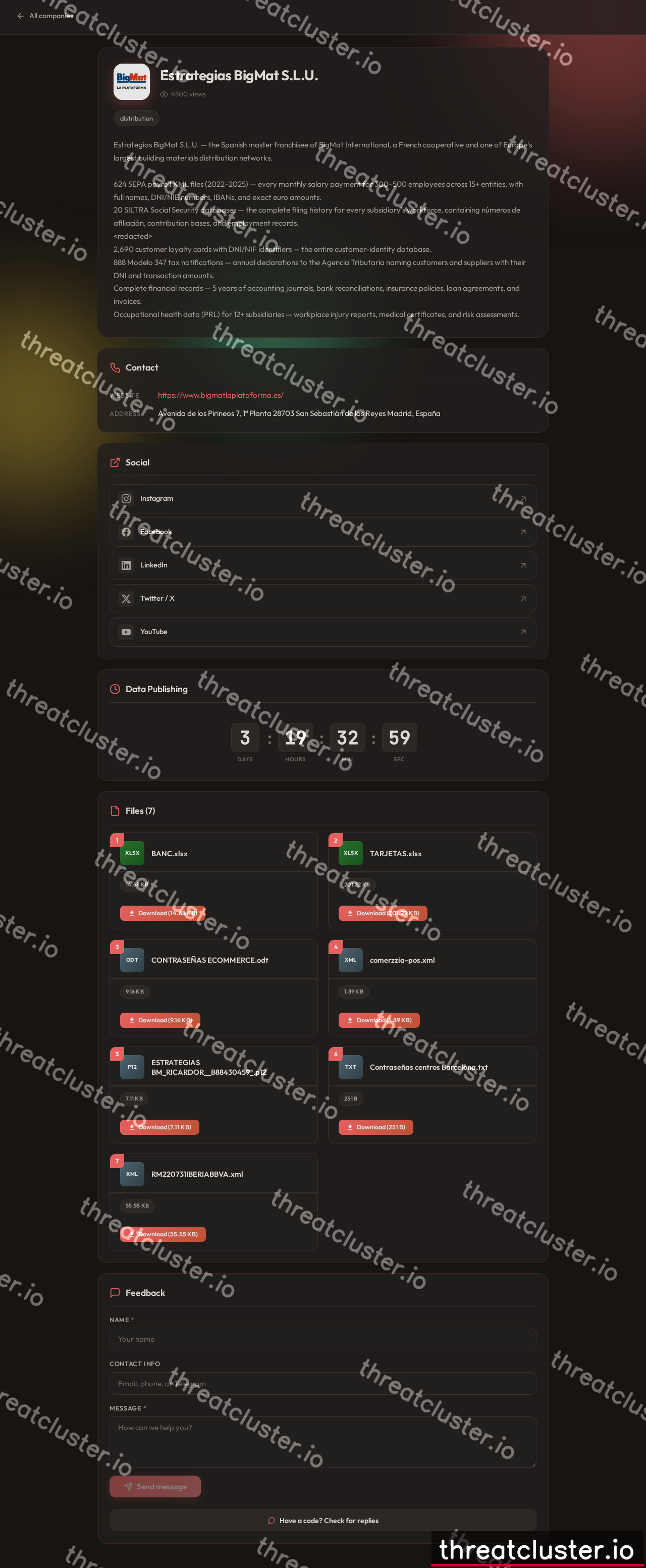 Leak site of aurora, captured by ThreatCluster