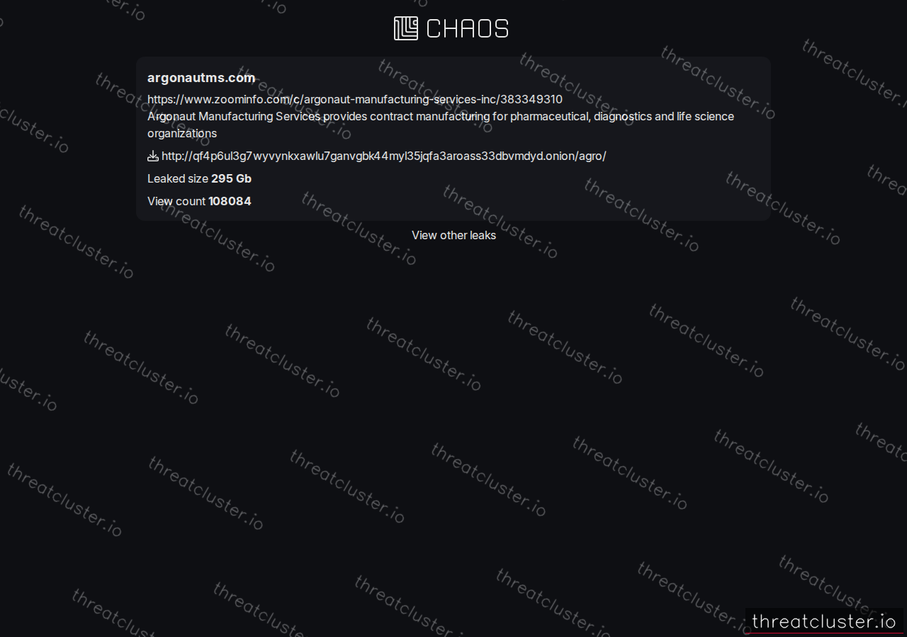 Leak site of chaos, captured by ThreatCluster