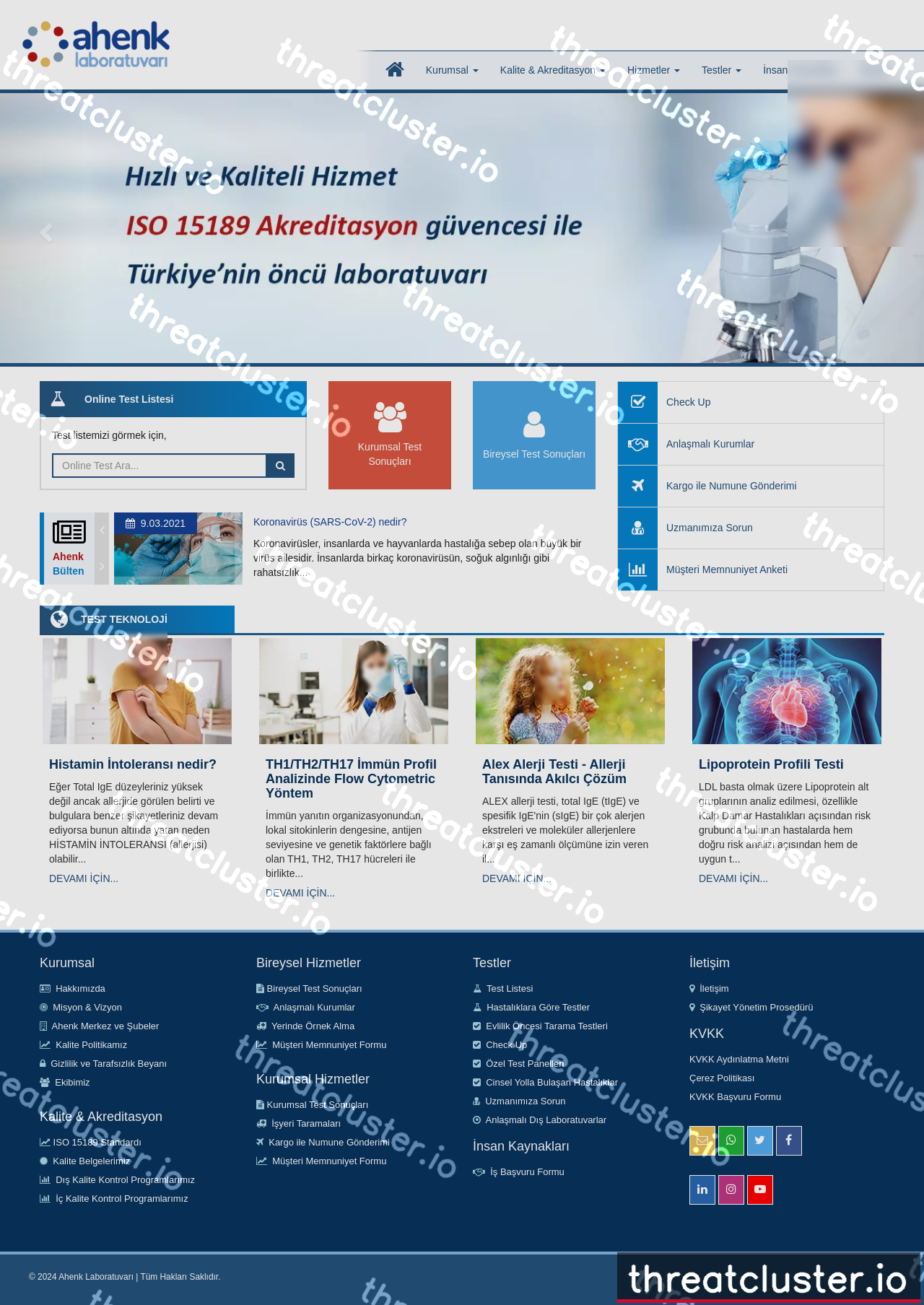 Leak-site post naming AHENK lab, captured by ThreatCluster