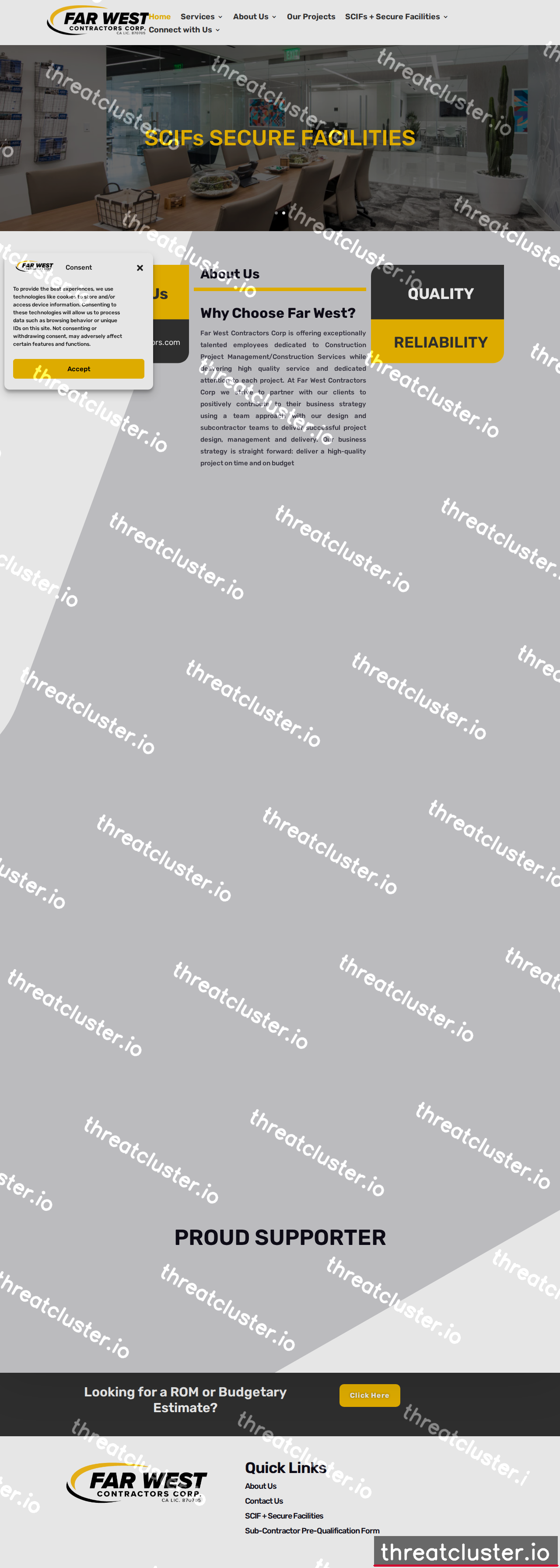 Leak-site post naming Far West Contractors, captured by ThreatCluster