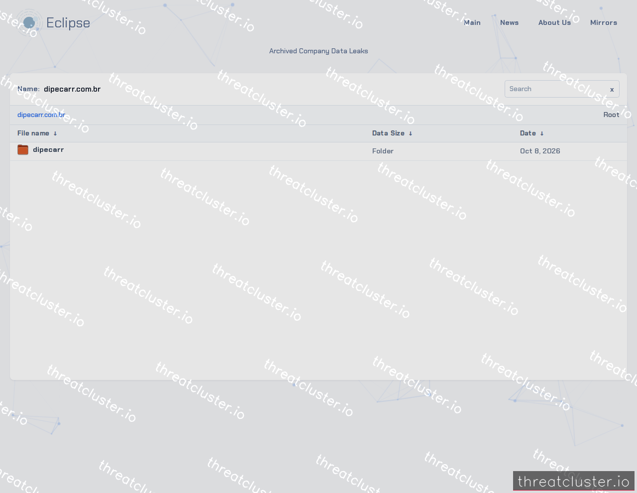 Leak-site post naming dipecarr.com.br, captured by ThreatCluster