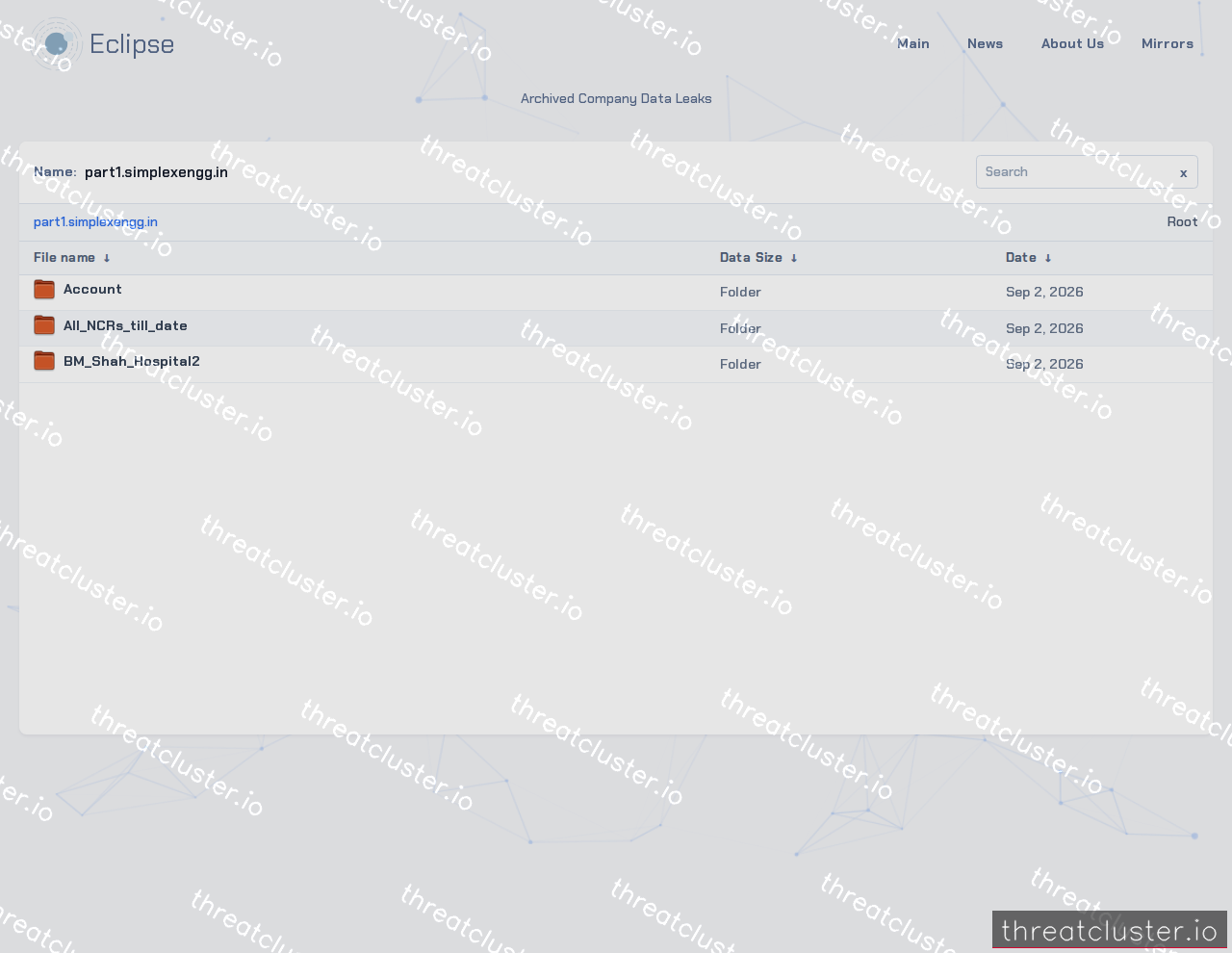Leak-site post naming part1.simplexengg.in, captured by ThreatCluster