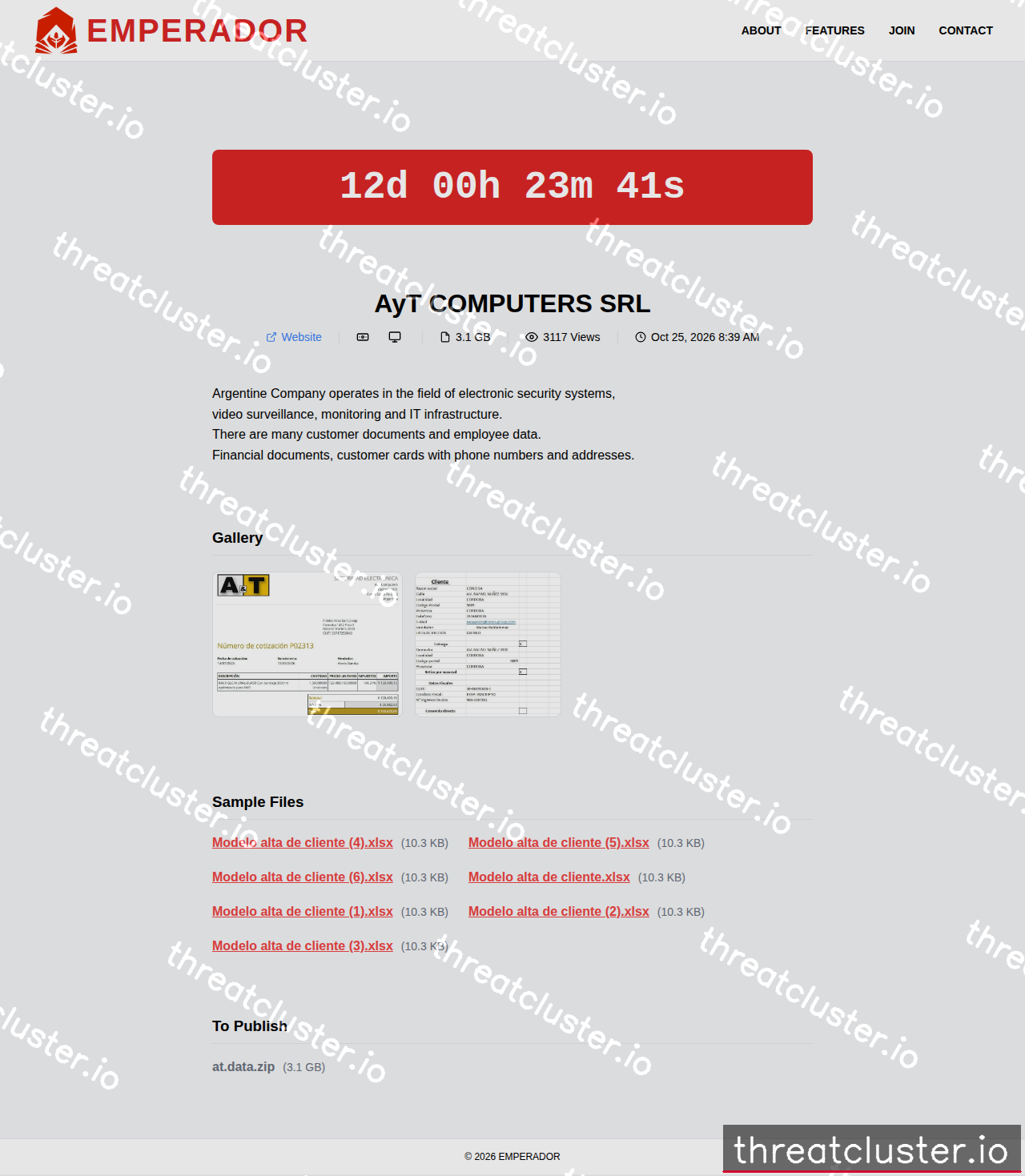 Leak-site post naming AyT COMPUTERS SRL, captured by ThreatCluster
