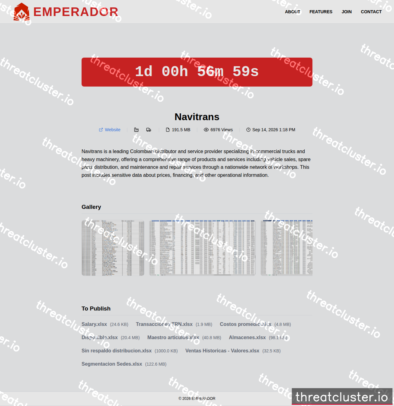 Leak-site post naming Navitrans, captured by ThreatCluster