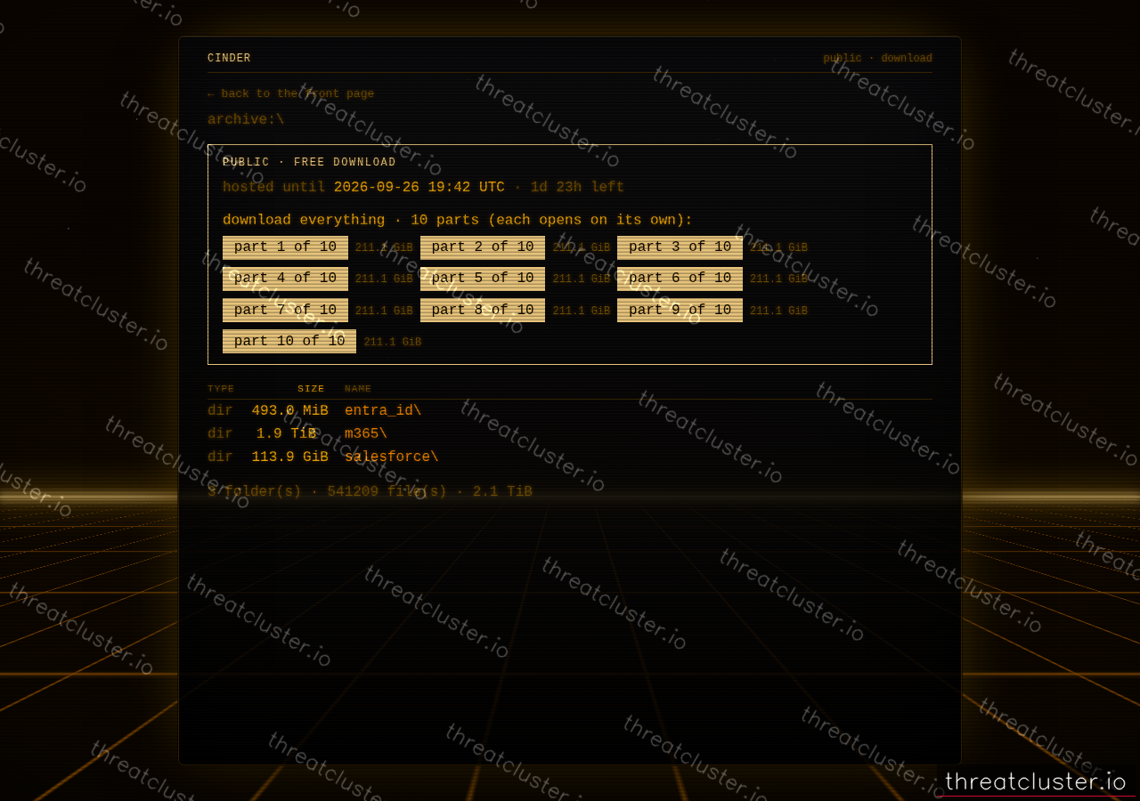 Leak-site post naming acima, captured by ThreatCluster
