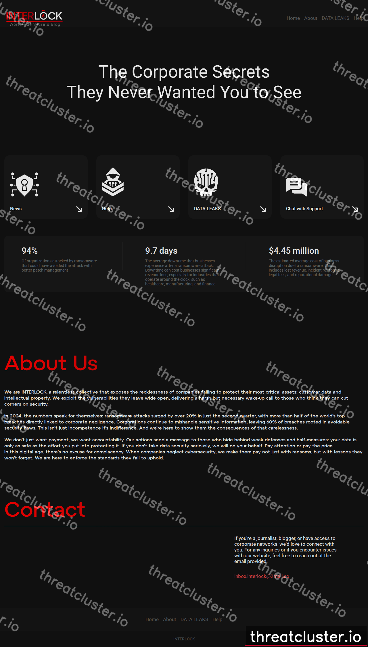 Leak-site post naming Valenti Management, captured by ThreatCluster