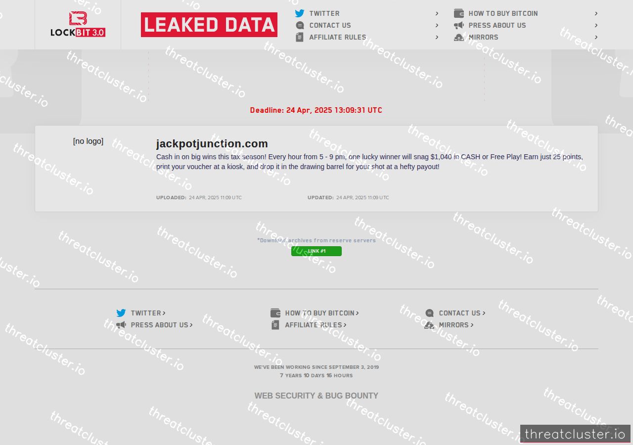 Leak-site post naming acimfunds.com, captured by ThreatCluster