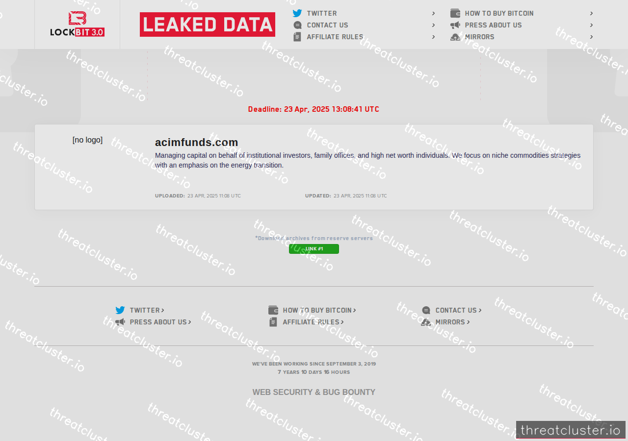 Leak site of lockbit3, captured by ThreatCluster