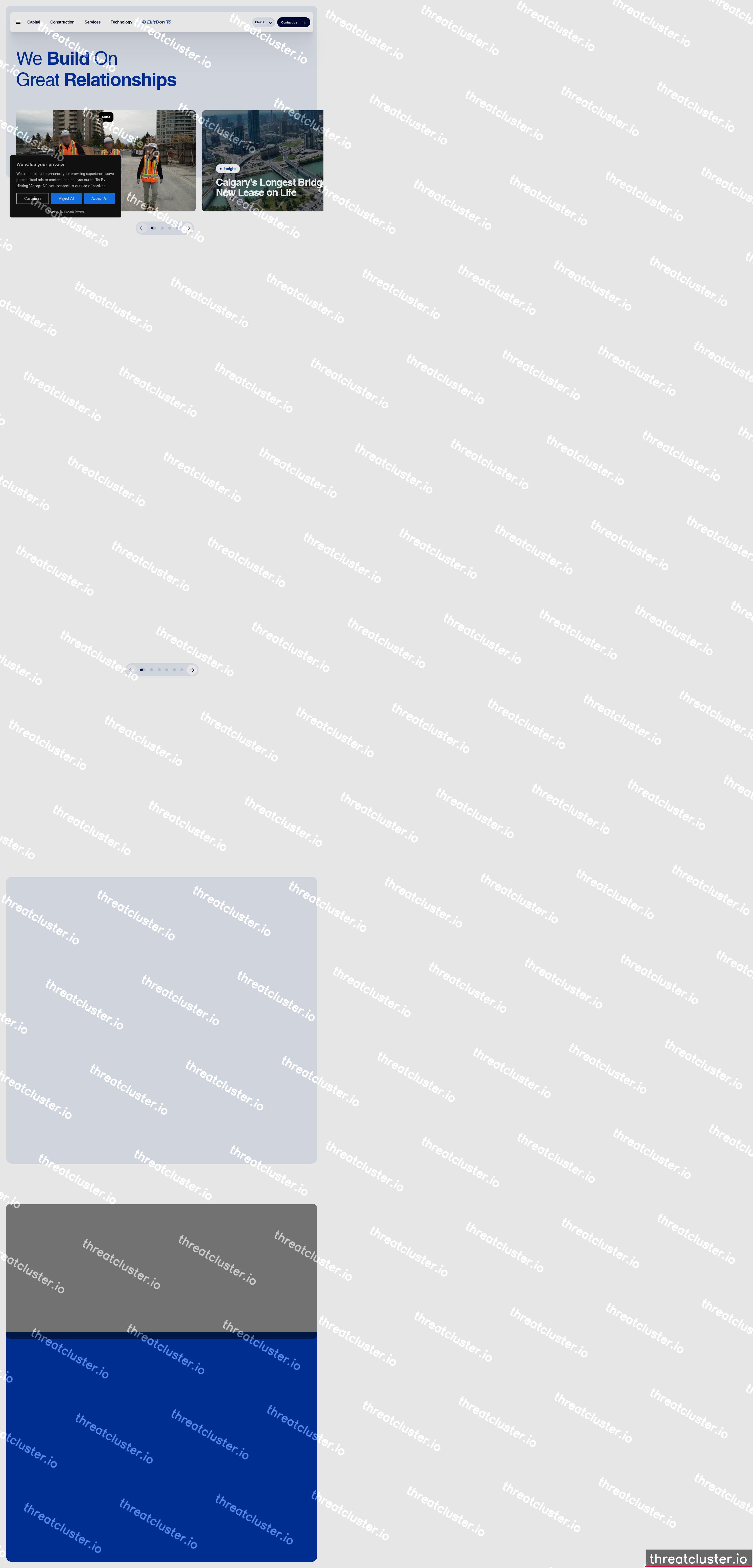 Leak-site post naming EllisDon Corporation, captured by ThreatCluster