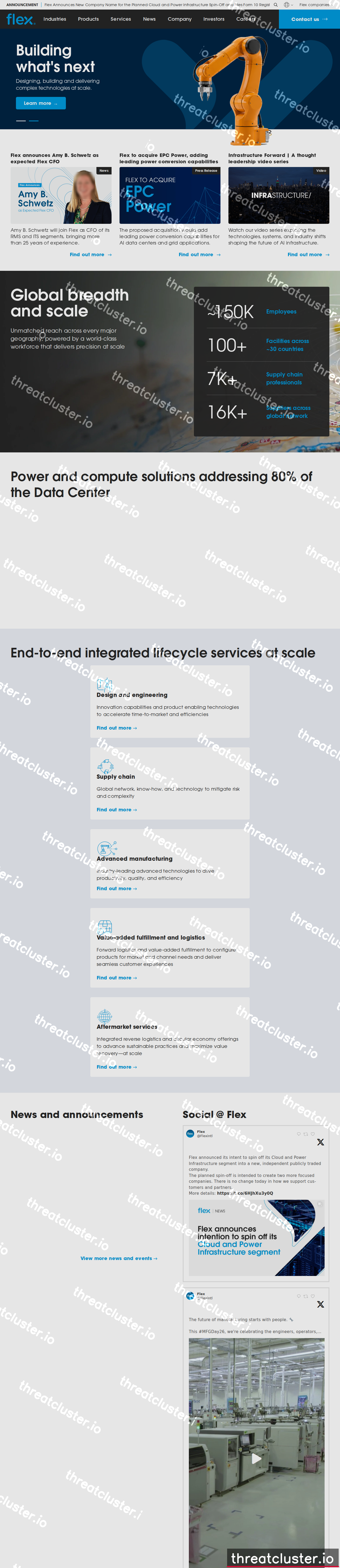 Leak-site post naming Flex Ltd, captured by ThreatCluster