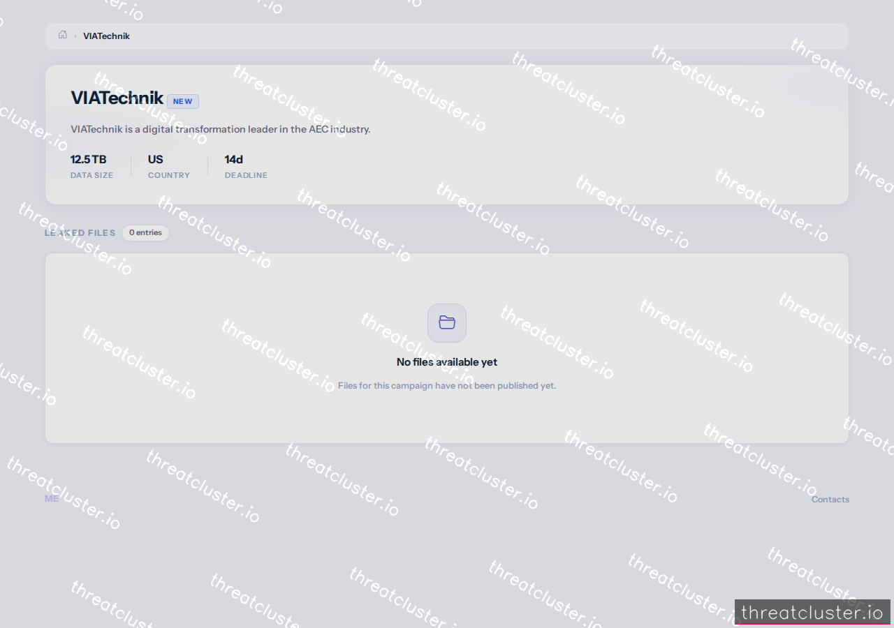 Leak-site post naming VIATechnik, captured by ThreatCluster