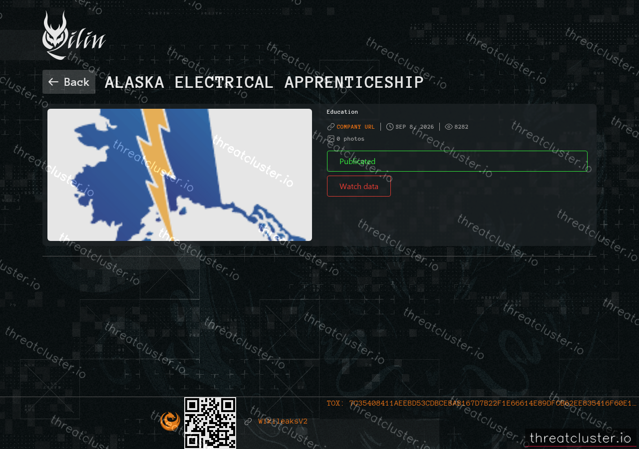 Leak-site post naming Alaska Electrical Apprenticeship, captured by ThreatCluster