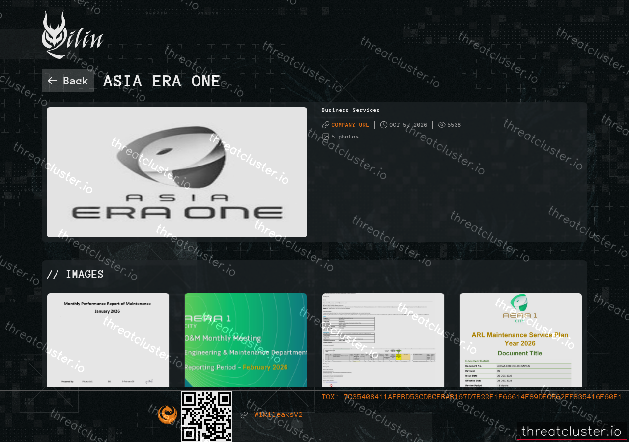 Leak-site post naming Asia Era One, captured by ThreatCluster