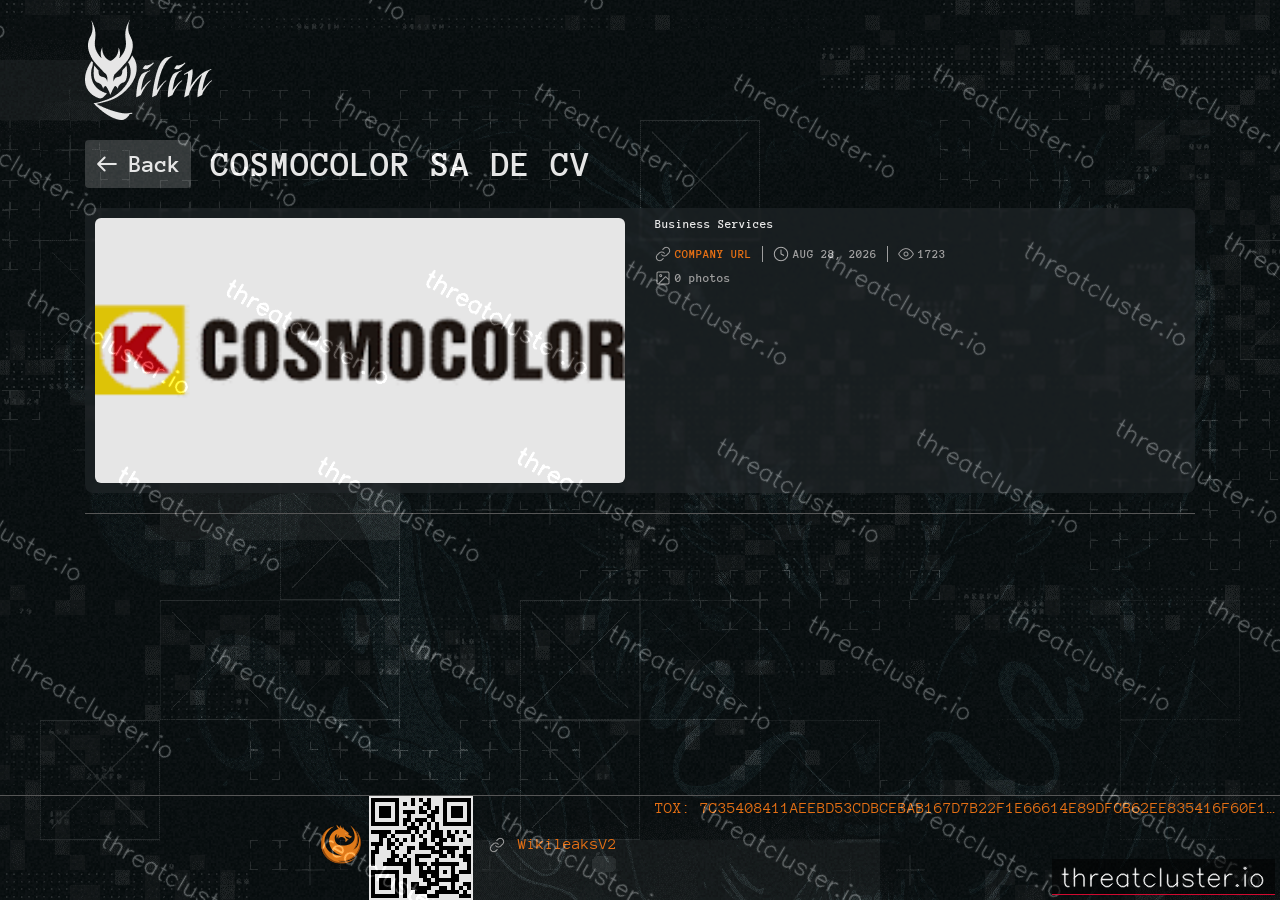 Leak-site post naming Cosmocolor SA de CV, captured by ThreatCluster