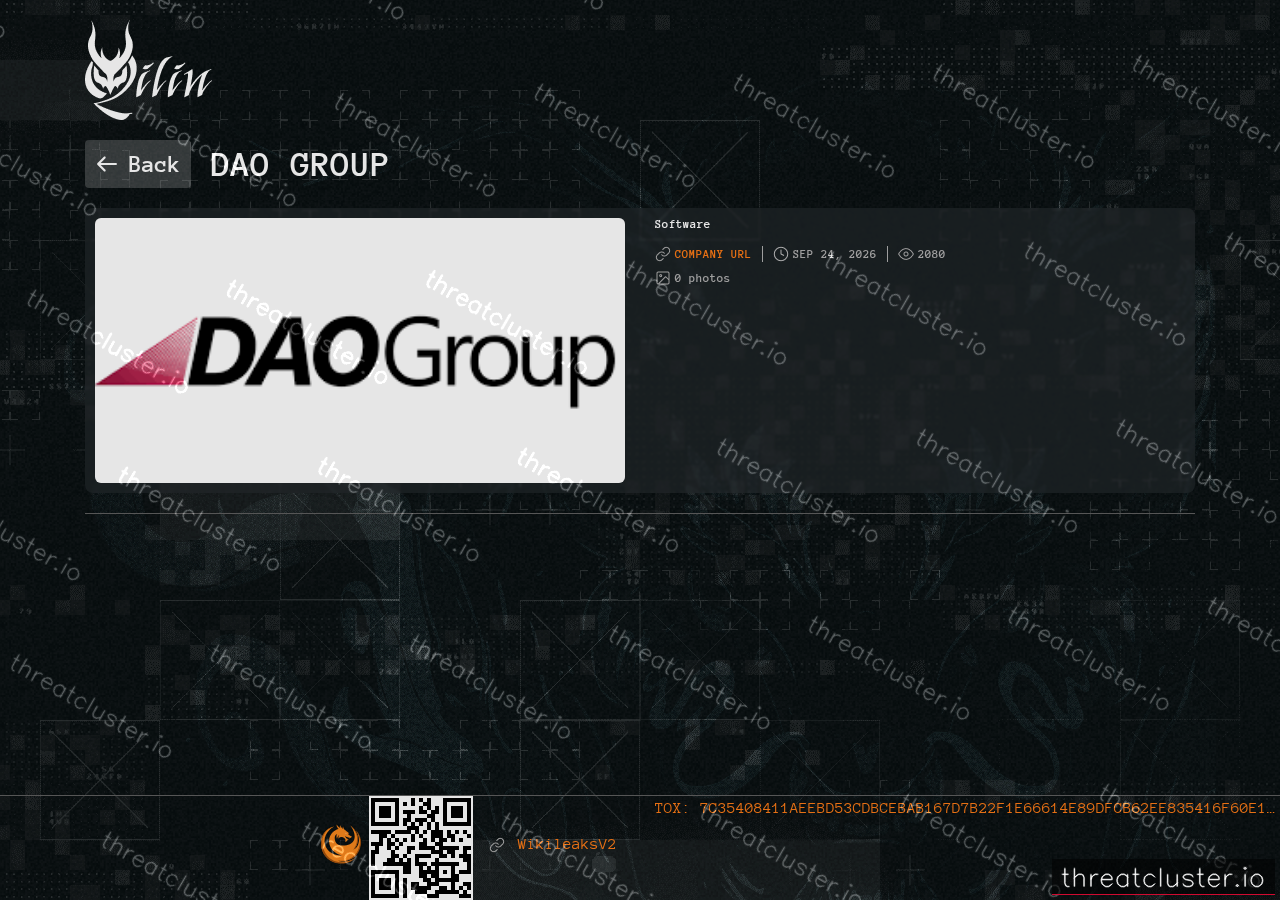 Leak-site post naming Dao Group, captured by ThreatCluster