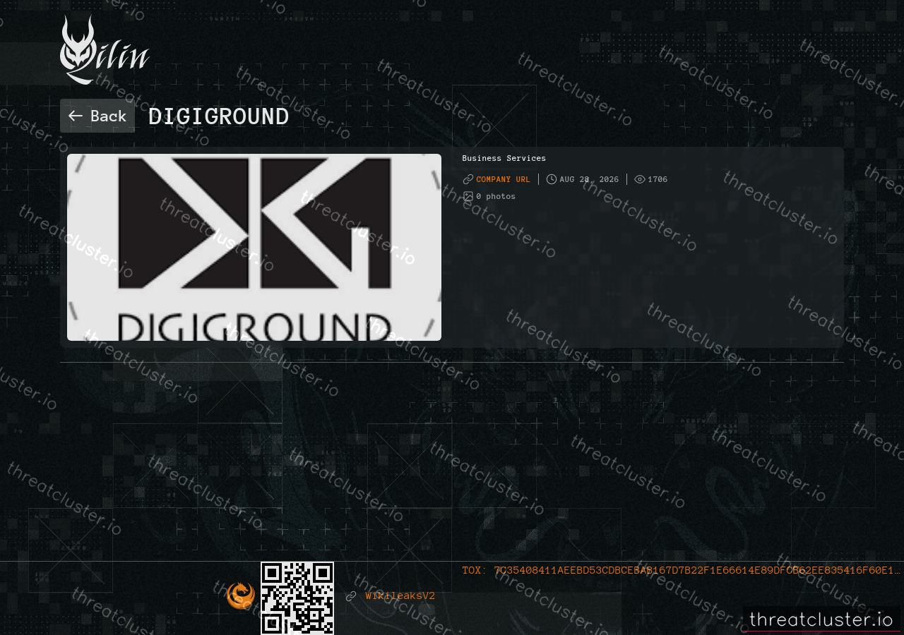 Leak-site post naming DigiGround, captured by ThreatCluster