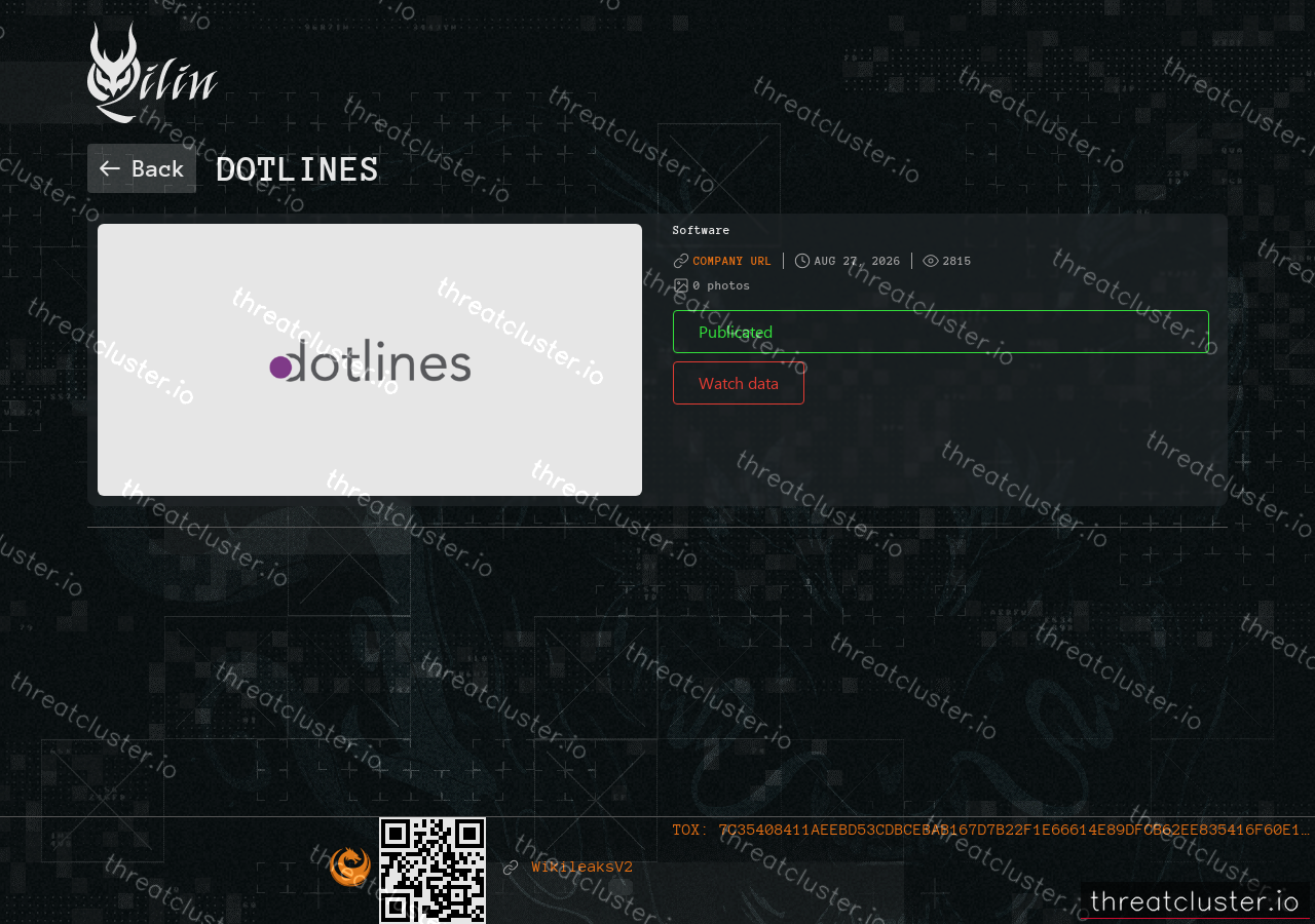 Leak-site post naming Dotlines, captured by ThreatCluster