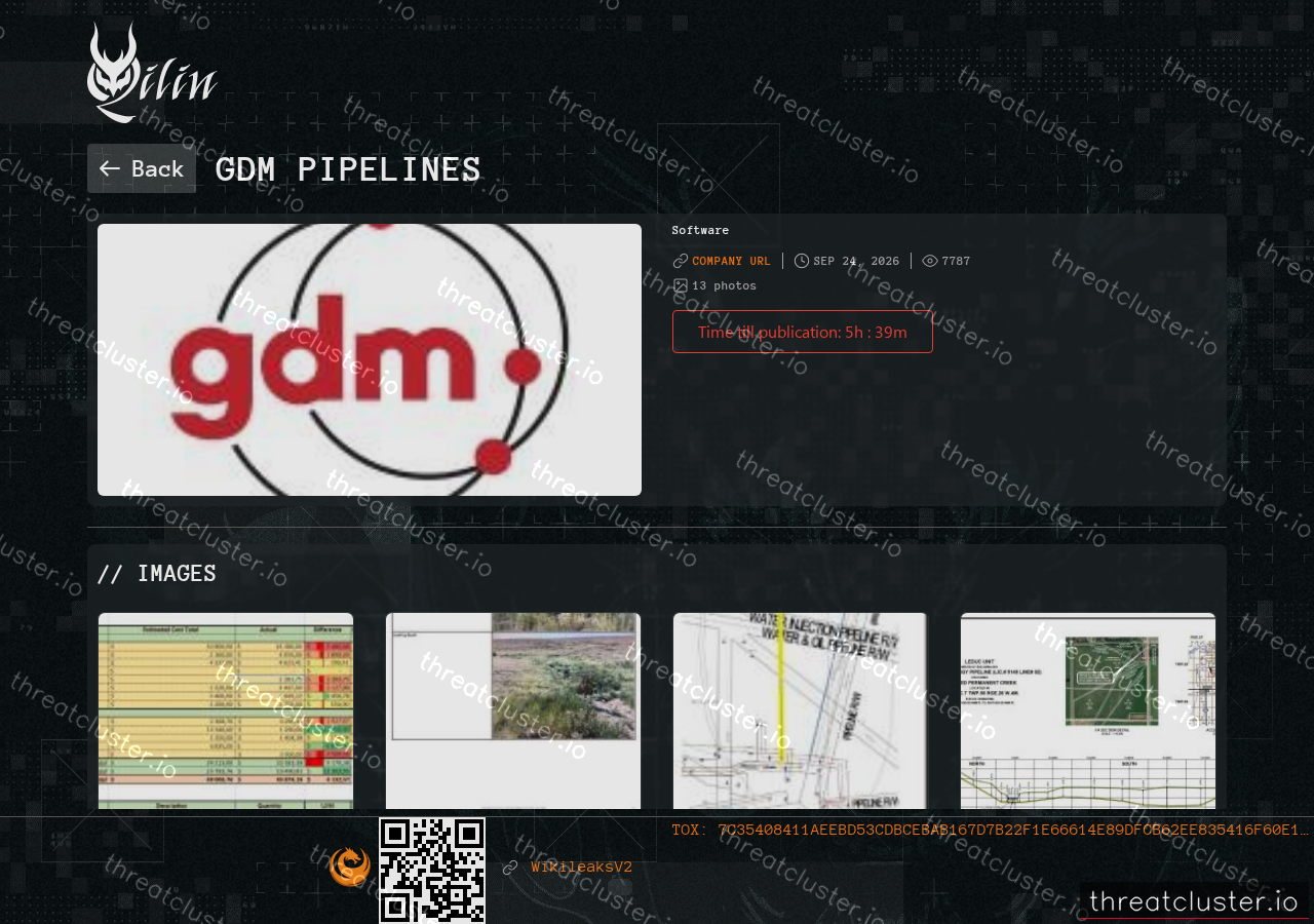 Leak-site post naming GDM Pipelines, captured by ThreatCluster