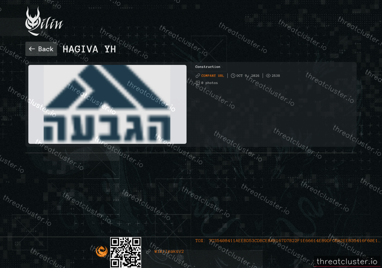 Leak-site post naming Hagiva Yh, captured by ThreatCluster