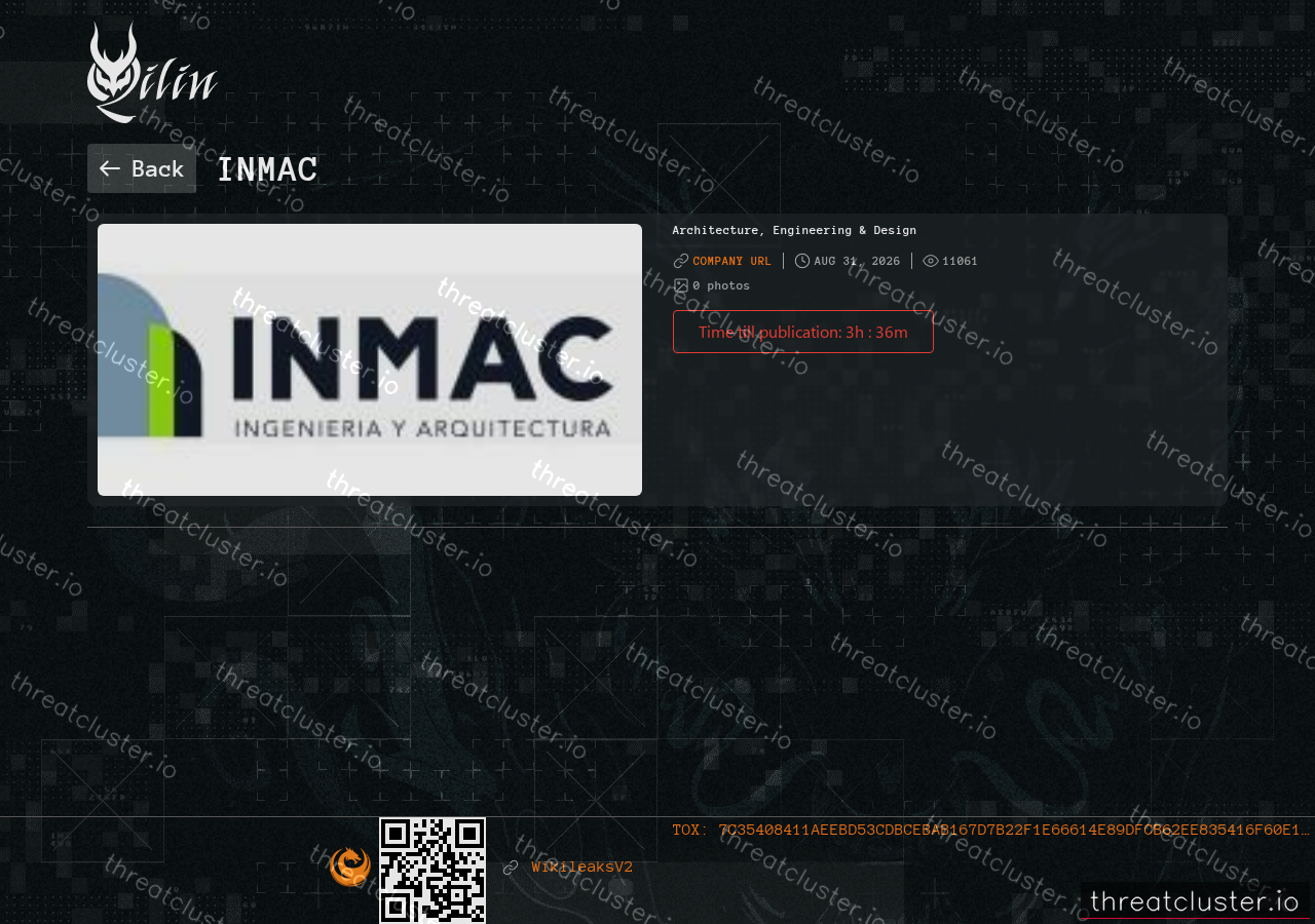 Leak-site post naming Inmac, captured by ThreatCluster