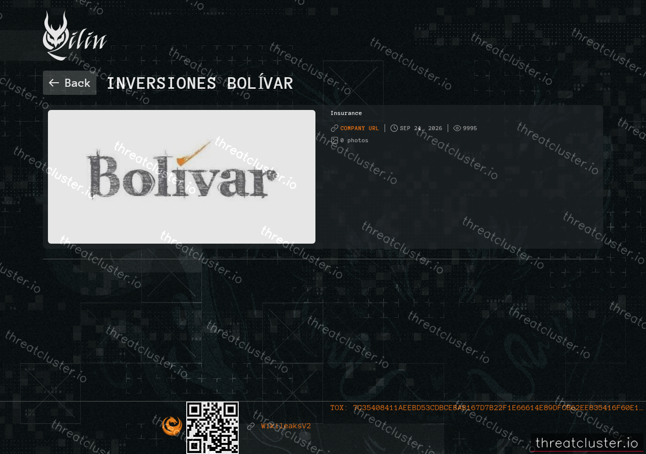 Leak-site post naming Inversiones Bolívar, captured by ThreatCluster