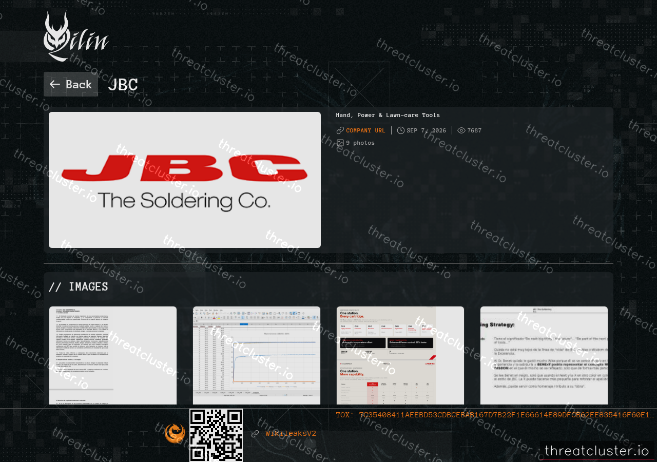 Leak-site post naming Jbc, captured by ThreatCluster