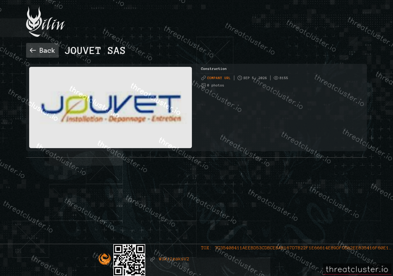 Leak-site post naming Jouvet SAS, captured by ThreatCluster