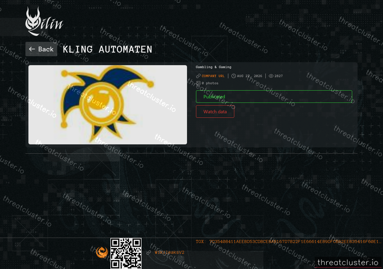 Leak-site post naming Kling Automaten, captured by ThreatCluster