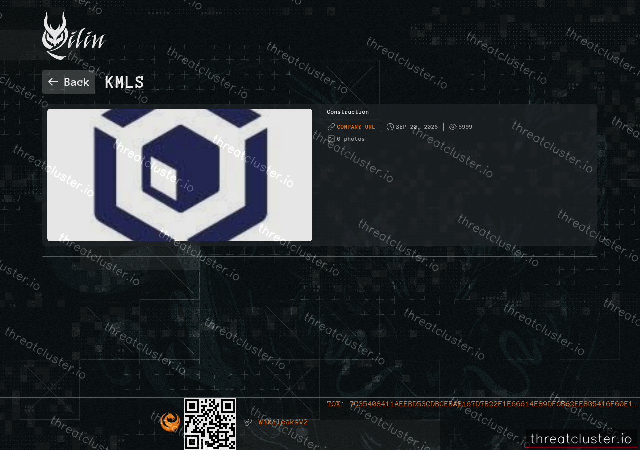 Leak-site post naming KMLS, captured by ThreatCluster