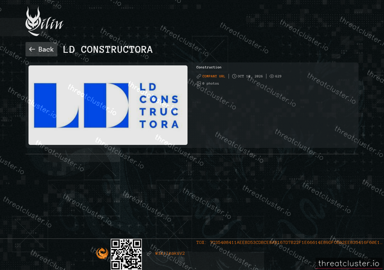 Leak-site post naming LD Constructora, captured by ThreatCluster