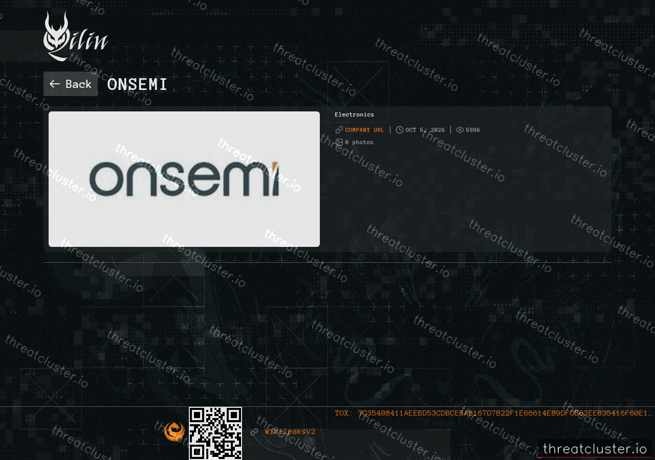 Leak-site post naming Onsemi, captured by ThreatCluster