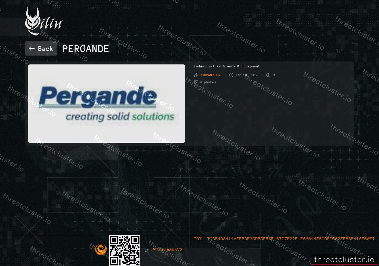 Leak-site post naming Pergande, captured by ThreatCluster